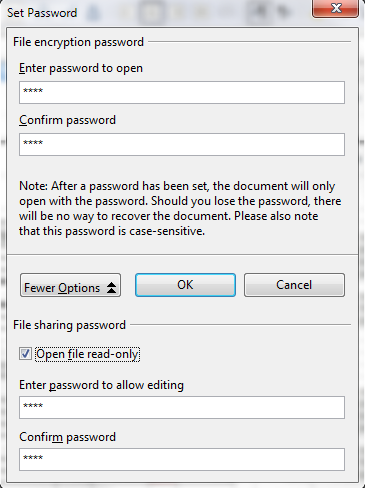 Save As with Password Dialog